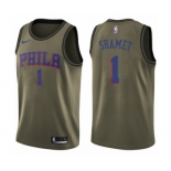 Men's Nike Philadelphia 76ers #1 Landry Shamet Swingman Green Salute to Service NBA Jersey