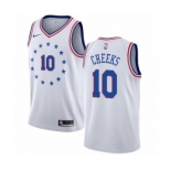 Men's Nike Philadelphia 76ers #10 Maurice Cheeks White Swingman Jersey - Earned Edition