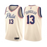 Men's Nike Philadelphia 76ers #13 Wilt Chamberlain Authentic Cream NBA Jersey - City Edition