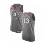 Men's Nike Philadelphia 76ers #13 Wilt Chamberlain Authentic Gray NBA Jersey - City Edition