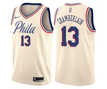 Men's Nike Philadelphia 76ers #13 Wilt Chamberlain Swingman Cream NBA Jersey - City Edition