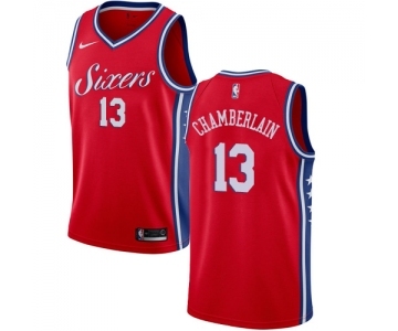 Men's Nike Philadelphia 76ers #13 Wilt Chamberlain Swingman Red Alternate NBA Jersey Statement Edition