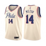 Men's Nike Philadelphia 76ers #14 Shake Milton Authentic Cream NBA Jersey - City Edition