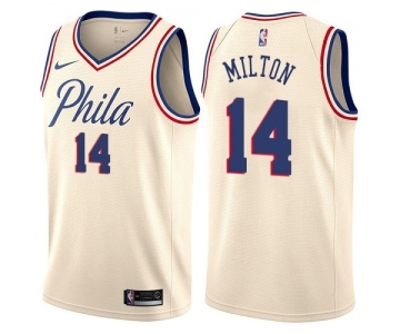 Men's Nike Philadelphia 76ers #14 Shake Milton Authentic Cream NBA Jersey - City Edition