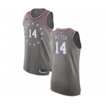 Men's Nike Philadelphia 76ers #14 Shake Milton Authentic Gray NBA Jersey - City Edition