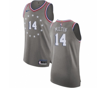 Men's Nike Philadelphia 76ers #14 Shake Milton Authentic Gray NBA Jersey - City Edition