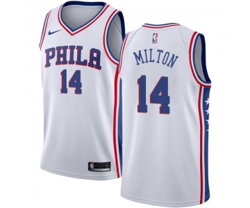 Men's Nike Philadelphia 76ers #14 Shake Milton Authentic White NBA Jersey - Association Edition