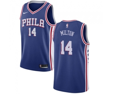 Men's Nike Philadelphia 76ers #14 Shake Milton Swingman Blue NBA Jersey - Icon Edition