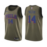 Men's Nike Philadelphia 76ers #14 Shake Milton Swingman Green Salute to Service NBA Jersey