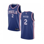 Men's Nike Philadelphia 76ers #2 Moses Malone Swingman Blue Road NBA Jersey - Icon Edition