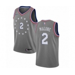 Men's Nike Philadelphia 76ers #2 Moses Malone Swingman Gray NBA Jersey - City Edition