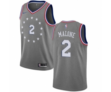 Men's Nike Philadelphia 76ers #2 Moses Malone Swingman Gray NBA Jersey - City Edition