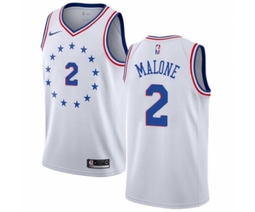 Men's Nike Philadelphia 76ers #2 Moses Malone White Swingman Jersey - Earned Edition