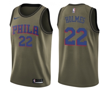 Men's Nike Philadelphia 76ers #22 Richaun Holmes Swingman Green Salute to Service NBA Jersey