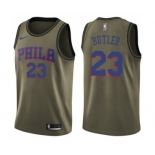 Men's Nike Philadelphia 76ers #23 Jimmy Butler Swingman Green Salute to Service NBA Jersey