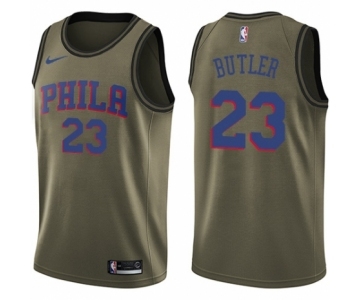 Men's Nike Philadelphia 76ers #23 Jimmy Butler Swingman Green Salute to Service NBA Jersey