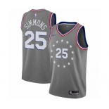 Men's Nike Philadelphia 76ers #25 Ben Simmons Swingman Gray NBA Jersey - City Edition