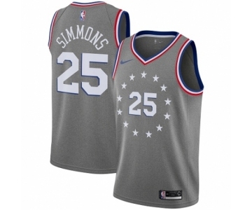 Men's Nike Philadelphia 76ers #25 Ben Simmons Swingman Gray NBA Jersey - City Edition