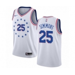 Men's Nike Philadelphia 76ers #25 Ben Simmons White Swingman Jersey - Earned Edition