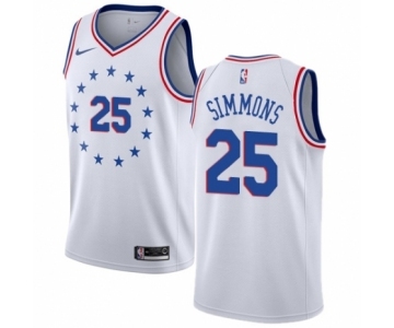 Men's Nike Philadelphia 76ers #25 Ben Simmons White Swingman Jersey - Earned Edition