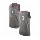 Men's Nike Philadelphia 76ers #3 Allen Iverson Authentic Gray NBA Jersey - City Edition