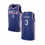 Men's Nike Philadelphia 76ers #3 Allen Iverson Swingman Blue Road NBA Jersey - Icon Edition