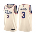 Men's Nike Philadelphia 76ers #3 Allen Iverson Swingman Cream NBA Jersey - City Edition