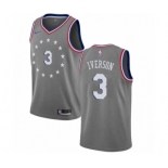 Men's Nike Philadelphia 76ers #3 Allen Iverson Swingman Gray NBA Jersey - City Edition