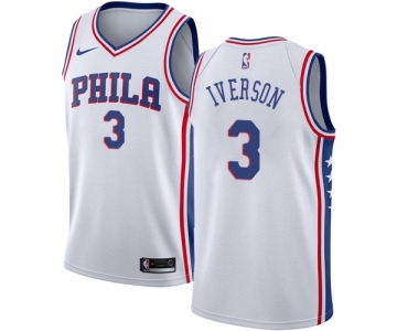 Men's Nike Philadelphia 76ers #3 Allen Iverson Swingman White Home NBA Jersey - Association Edition