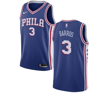 Men's Nike Philadelphia 76ers #3 Dana Barros Swingman Blue Road NBA Jersey - Icon Edition