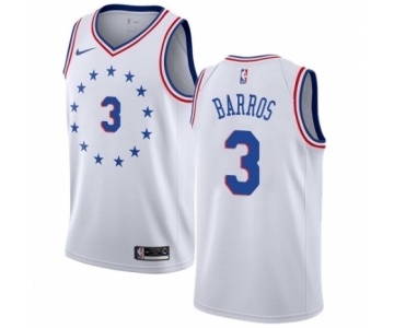 Men's Nike Philadelphia 76ers #3 Dana Barros White Swingman Jersey - Earned Edition