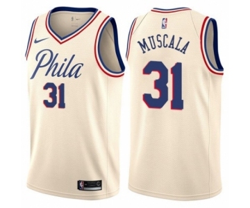 Men's Nike Philadelphia 76ers #31 Mike Muscala Swingman Cream NBA Jersey - City Edition