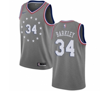 Men's Nike Philadelphia 76ers #34 Charles Barkley Swingman Gray NBA Jersey - City Edition