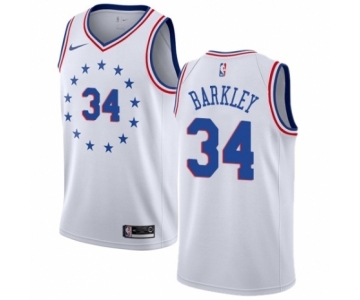 Men's Nike Philadelphia 76ers #34 Charles Barkley White Swingman Jersey - Earned Edition