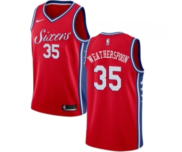 Men's Nike Philadelphia 76ers #35 Clarence Weatherspoon Swingman Red Alternate NBA Jersey Statement Edition