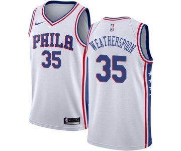 Men's Nike Philadelphia 76ers #35 Clarence Weatherspoon Swingman White Home NBA Jersey - Association Edition