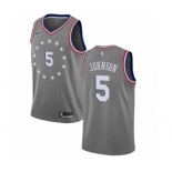 Men's Nike Philadelphia 76ers #5 Amir Johnson Swingman Gray NBA Jersey - City Edition