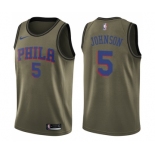 Men's Nike Philadelphia 76ers #5 Amir Johnson Swingman Green Salute to Service NBA Jersey