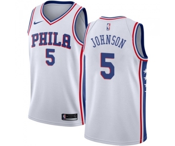 Men's Nike Philadelphia 76ers #5 Amir Johnson Swingman White Home NBA Jersey - Association Edition