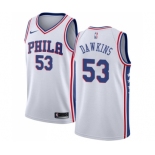 Men's Nike Philadelphia 76ers #53 Darryl Dawkins Swingman White Home NBA Jersey - Association Edition