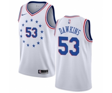 Men's Nike Philadelphia 76ers #53 Darryl Dawkins White Swingman Jersey - Earned Edition