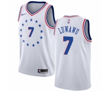 Men's Nike Philadelphia 76ers #7 Timothe Luwawu White Swingman Jersey - Earned Edition