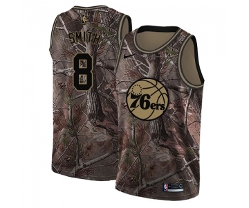 Men's Nike Philadelphia 76ers #8 Zhaire Smith Swingman Camo Realtree Collection NBA Jersey