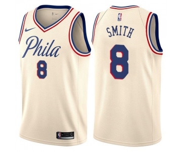 Men's Nike Philadelphia 76ers #8 Zhaire Smith Swingman Cream NBA Jersey - City Edition