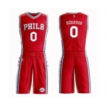 Men's Philadelphia 76ers #0 Josh Richardson Authentic Red Basketball Suit Jersey Statement Edition