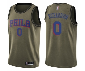 Men's Philadelphia 76ers #0 Josh Richardson Swingman Green Salute to Service Basketball Jersey