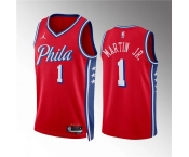 Men's Philadelphia 76ers #1 Kenyon Martin Jr Red Statement Edition Stitched Jersey