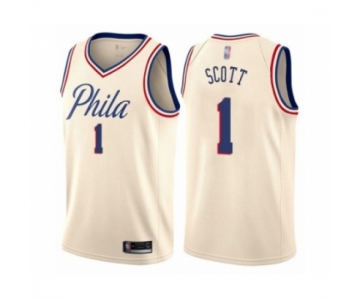 Men's Philadelphia 76ers #1 Mike Scott Authentic Cream Basketball Jersey - City Edition