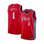 Men's Philadelphia 76ers #1 Mike Scott Authentic Red Finished Basketball Jersey - Statement Edition