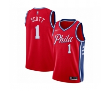 Men's Philadelphia 76ers #1 Mike Scott Authentic Red Finished Basketball Jersey - Statement Edition